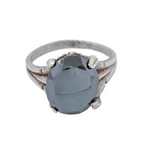 Vintage Sterling Silver 925 Hematite Ring Size 6